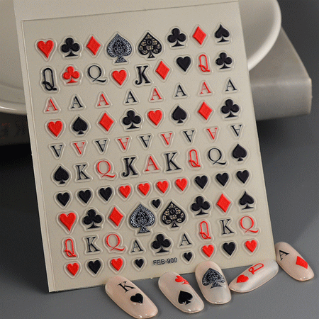 ネイルステッカー トランプ ハート K カード ネイルシール フラワー 花 アニマル 動物 かわいい 顔