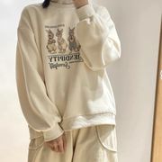 【秋服】韓国風レディース服　　カジュアル　体型カバー　パーカー