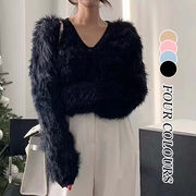 【秋新作】韓国風レディース服　秋　カーディガン　ふわふわ ニット　アウター
