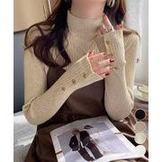 モックネック ニットトップス 長袖秋冬服