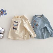 2025春新作 韓国風子供服ラウンドネック犬柄長袖シャツ