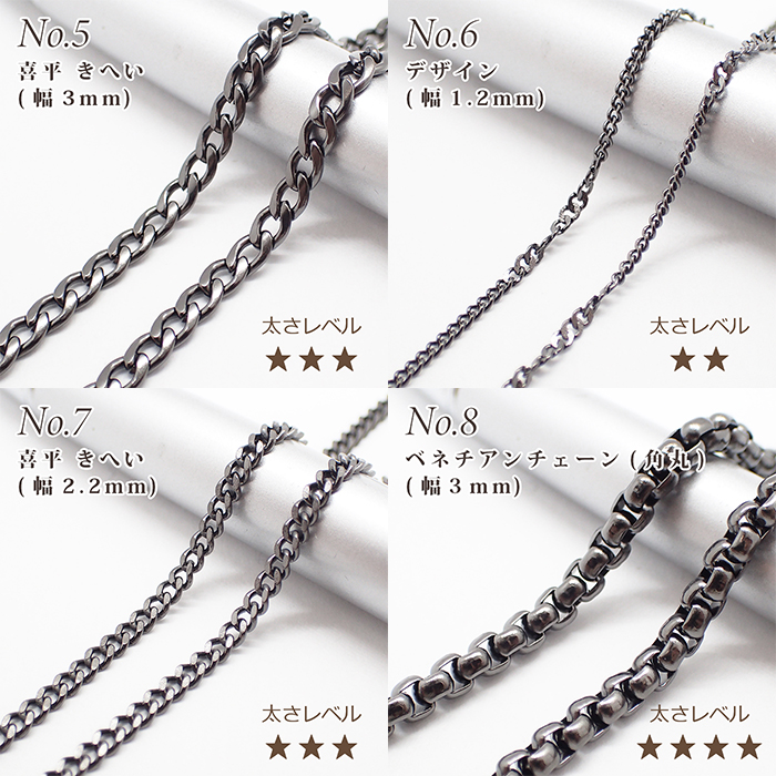 サージカルステンレス製 【SUS316L】ネックレスチェーン 金具付【約