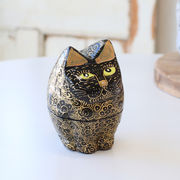 ペーパーマッシュBOX立ちネコ[ボックス 小物入れ 紙  猫 ねこ キャット インド アジアneko202601]