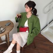 韓国☆2025春 おしゃれ無地ポケット付きスーツジャケット全2色