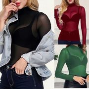 メッシュ半透明Tシャツトップス 透明オールマッチTシャツ　インナー用セクシーベスト 110014