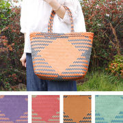 パサールバッグ ミックスL[エコPPバンド かごカゴ籠バスケットハンドバッグ カラフル アジアン 春夏25SS]