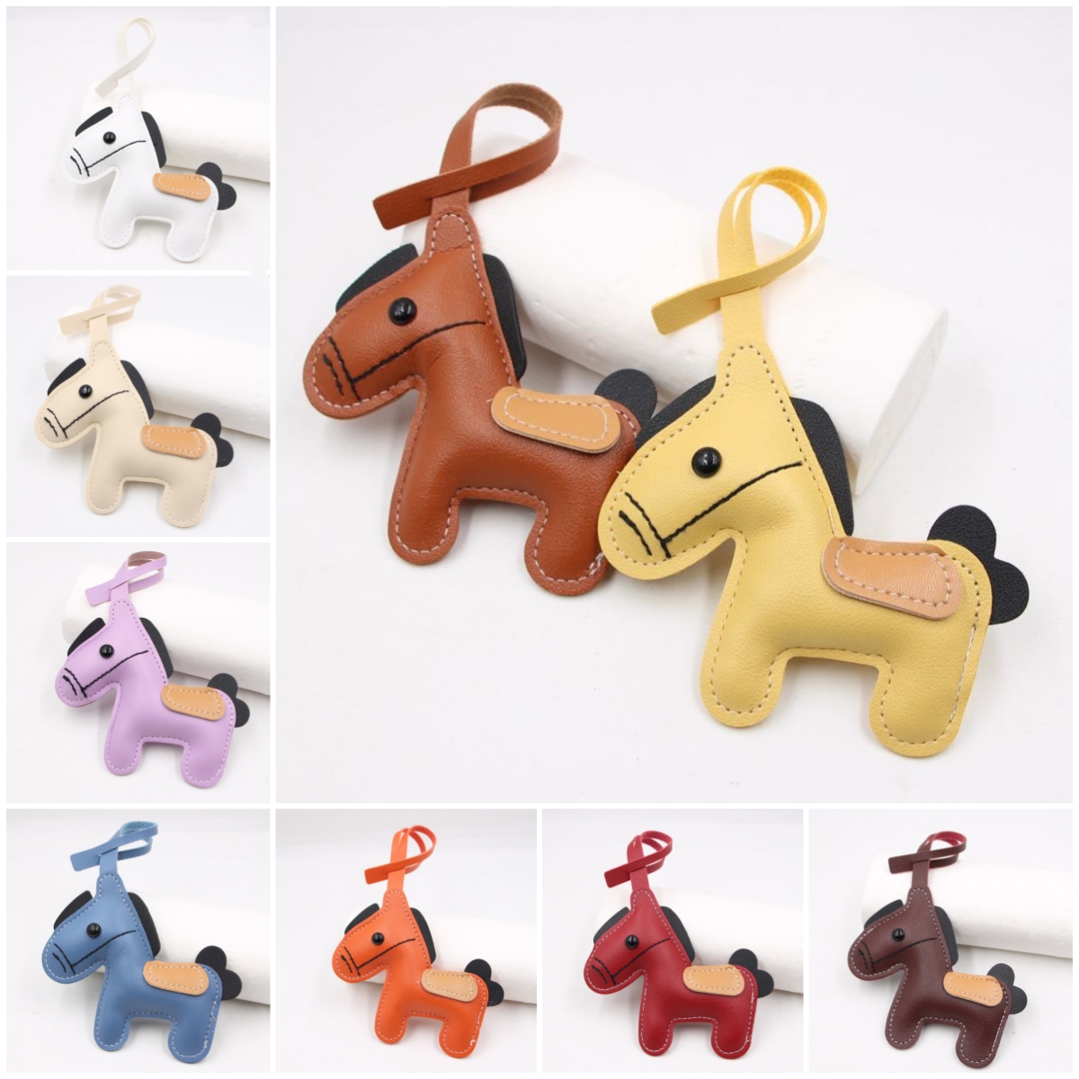 馬キーホルダー 9色 馬キーホルダー ファッション レザー PU 馬キーホルダー