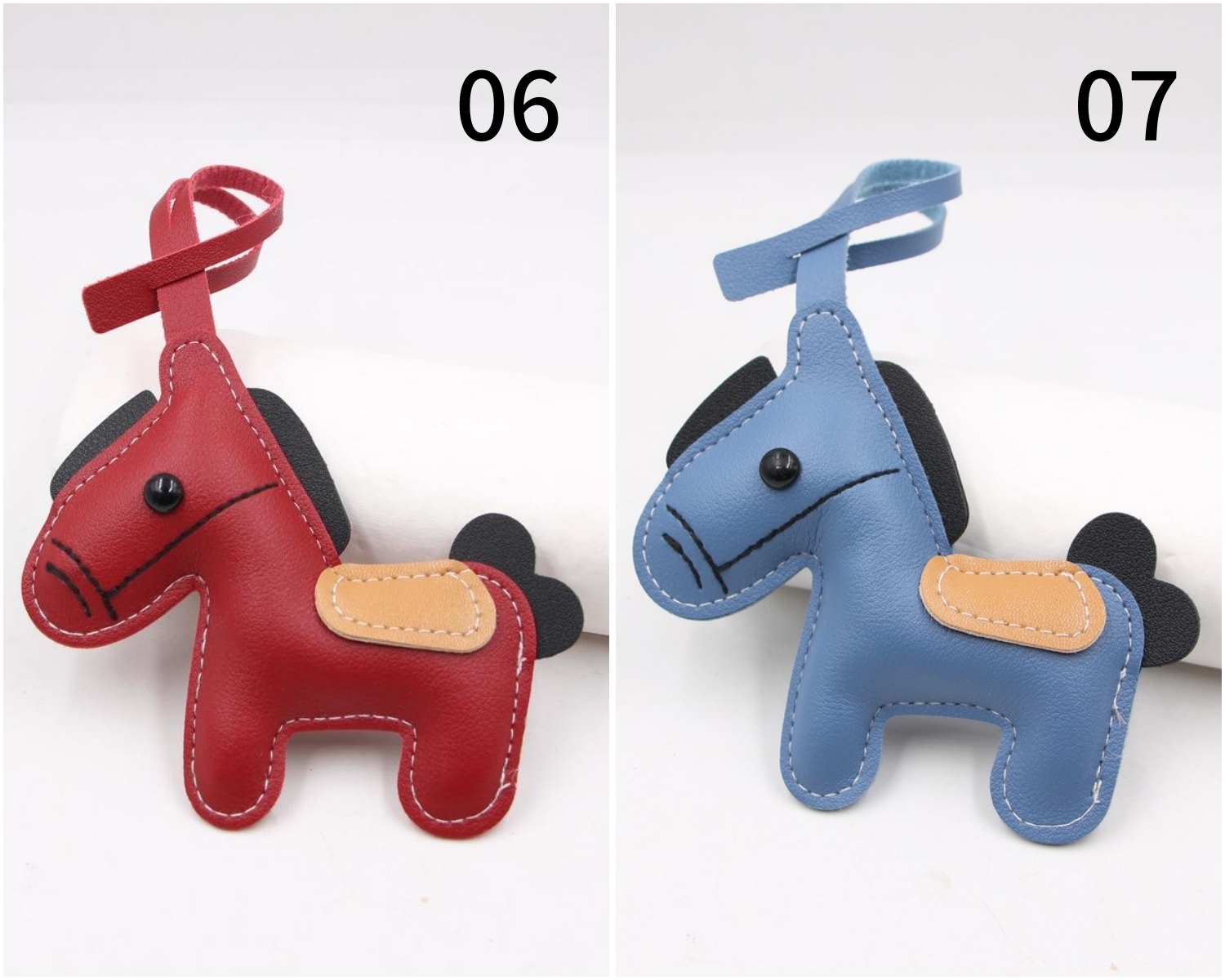 9色 馬キーホルダー ファッション レザー PU 馬キーホルダー