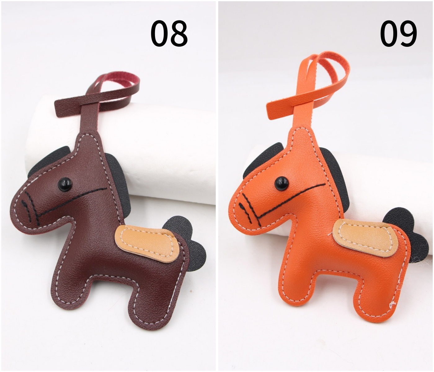 9色 馬キーホルダー ファッション レザー PU 馬キーホルダー