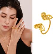 サージカルステンレス胡蝶指輪　リング　アクセサリー　金属アレルギー対応　18kコーティング