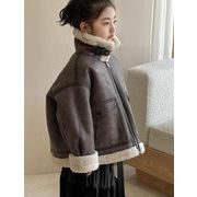 【2025秋冬新作】韓国風 子供服  キッズ シープ調 スエード風アウター  コート   110-160cm