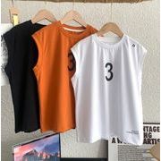 【2025夏新作】韓国風子供服★キッズ服★丸首 ノースリーブ 前後プリント 子ども用 ベスト