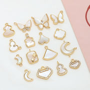 デコパーツ 貝 蝶々パーツ バタフライ 和柄 シェルプレート アクセサリーパーツ 扇形 月 ネックレス トップ