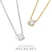 ▼MAGGIO▼一粒ジルコニアステンレスネックレス　4本爪　立爪