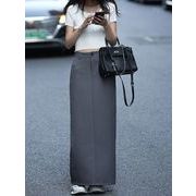 TSHEK新作 グレー スーツスカート ハイウエスト シルエットスリム ストレートタイプ