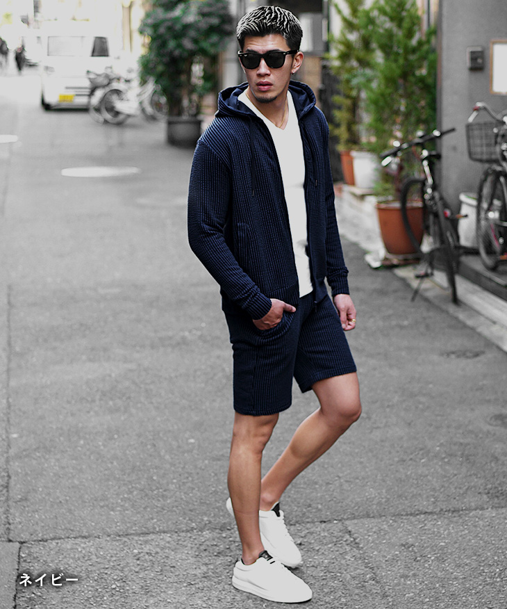 2025年春の新作】シアサッカー フルジップパーカー+イージーショーツ 2