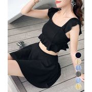 【日本倉庫即納】 水着レディースフリルビキニ上下2点セット