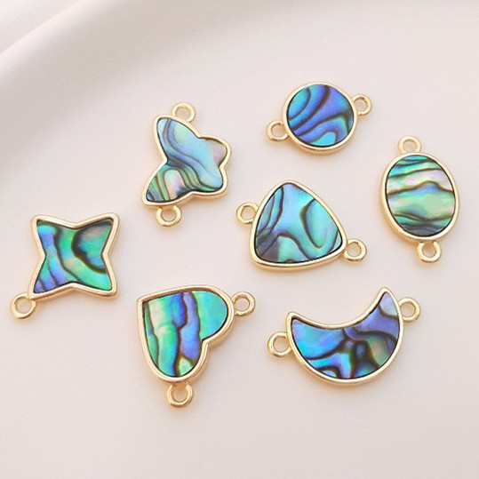 シェルチャーム ハート アワビシェル 天然貝 アクセサリーパーツ だ円 デコパーツ ピアス イヤリング DIY