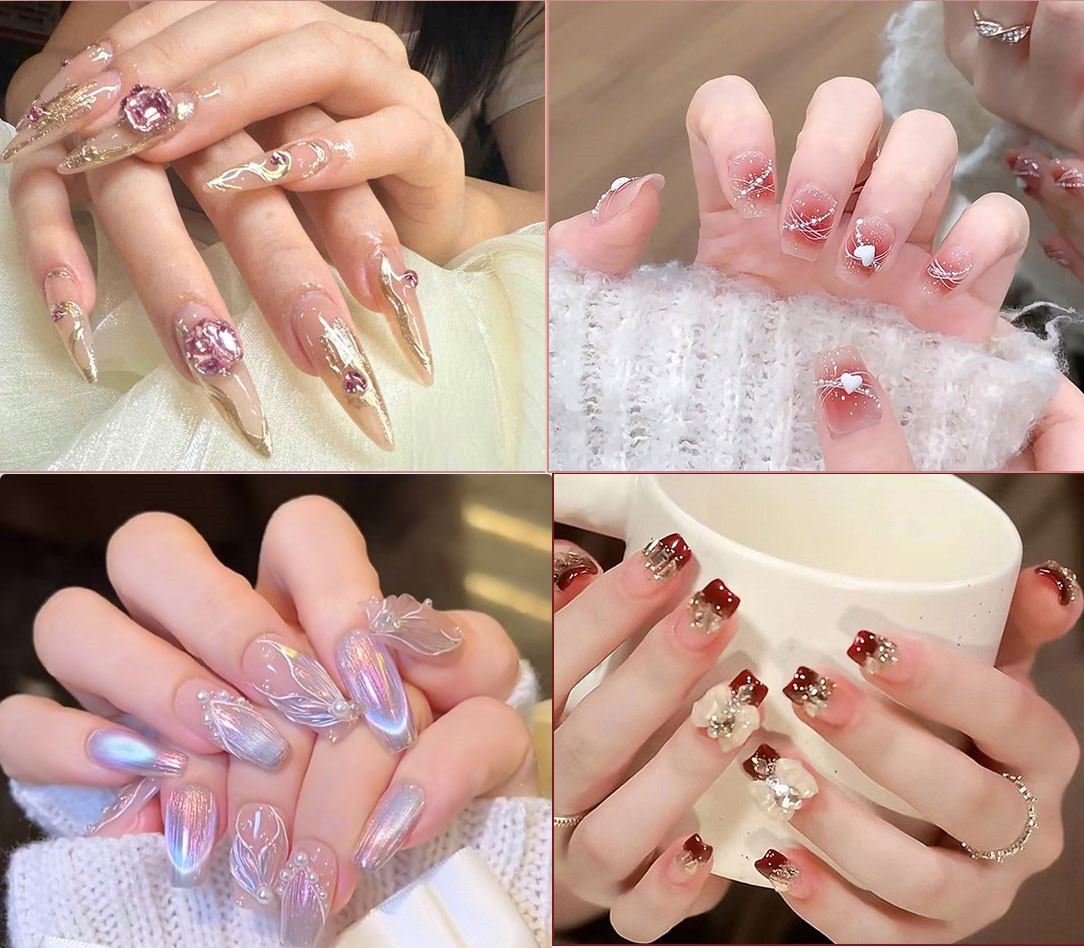 ネイルチップ 貼るだけぷっくりネイル ジェルネイル ネイルシール セルフネイル ロング デザインチップ