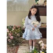 2025春夏子供服 カジュアル系 ゆったり 長袖シャツワンピース ガールズ服 2色展開 [90~140cm]