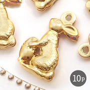 ステンレスチャーム【35-39. イースターラビット ゴールド/シルバー 10個 】 ウサギ うさぎ チャーム