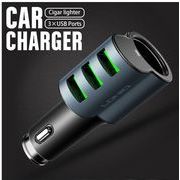 シガーソケット usb 増設 3連 コンセント 延長 電源 USBポート 急速充電 3ポート 車 充電器