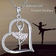 ハート  バレエ少女ネックレス  バレエネックレス   バレエ ペンダント ネックレス  バレエ雑貨
