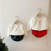 ins大人気　クリスマス　ベビー服　トナカイ　パーカー　ブルマー　2点セット　サンタ服　可愛い
