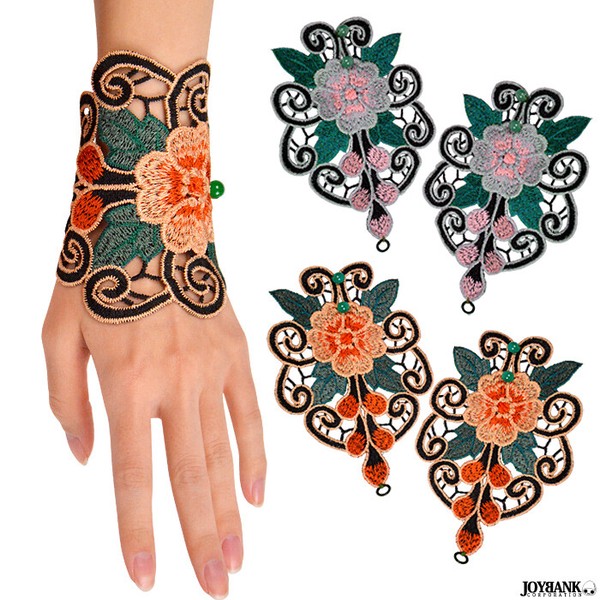 中華風カフス【レース/ブレスレット/フィンガーレスグローブ/アジアン/花】