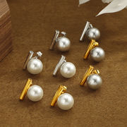 サージカルステンレスパールピアス　アクセサリー　18kコーティング　INS　金属アレルギー対応