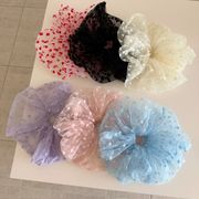 ハートチュールシュシュ　ヘアアクセサリー　レディース　デザイン　韓国風　髪飾り
