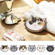 うちのこ猫ミラー 【受注生産】 [手鏡 刺繍 ねこネコキャットコスメメイク道具化粧直しオリジナル25SS]
