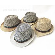 欧米新作　大人用　メンズ　帽子　イギリス風 日よけ　麦わら帽子　4色