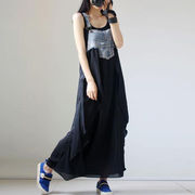 ジャンパースカート デニム デニムワンピース 異素材 キャミワンピ ビッグシルエット 可愛い