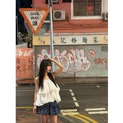 計算された美シルエット 早い者勝ち 夏 上品ノースリーブトップス ベアトップ 花苞デザイン