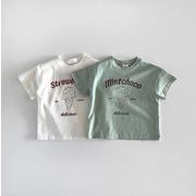 2025夏新作INS  韓国風子供服 半袖  カジュアル  トップス 英文字の Tシャツ 2色 66cm-100cm