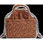 花編み　巾着　山葡萄かごバッグ　籠バッグ　手作り