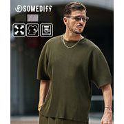 【2025年夏の新作】プリーツ クルーネック 半袖Tシャツ カットオフ／SOMEDIFF
