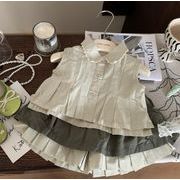 2025年新作 韓国風子供服  女の子  トップス  無袖  シャツ &スカート  分けて販売  80cm-140cm