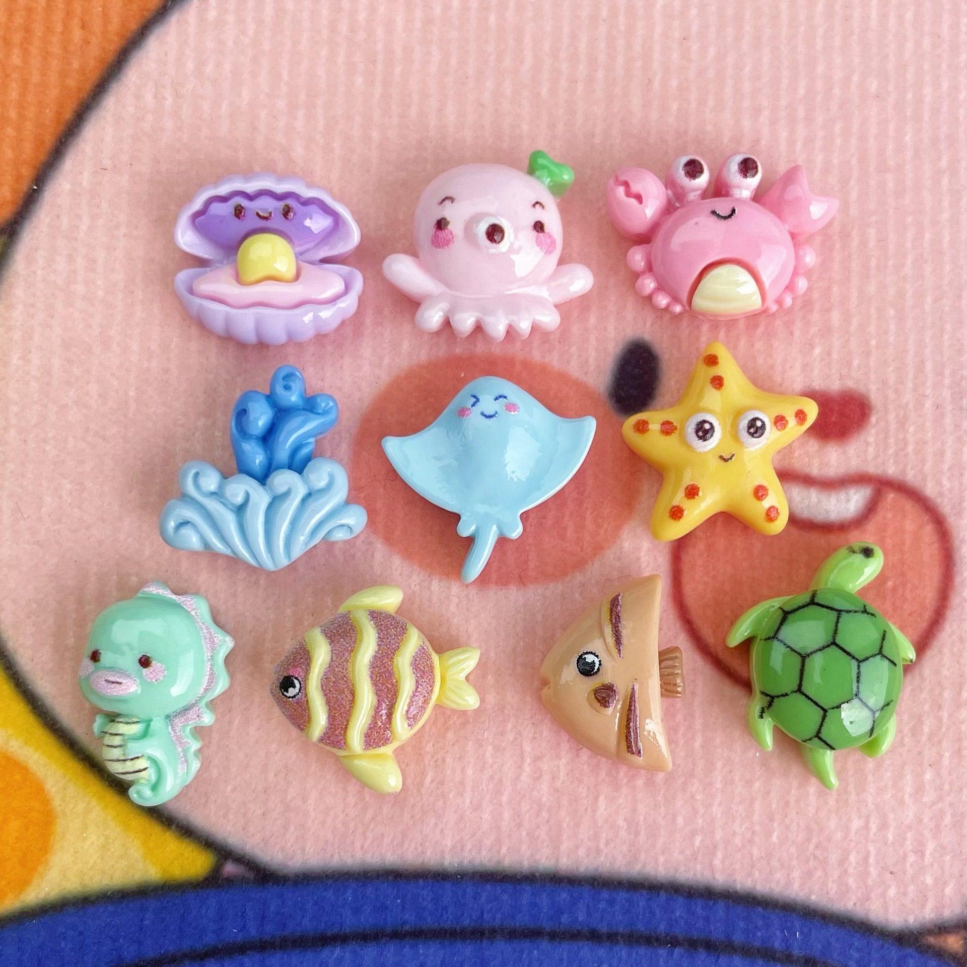 かに ヒトデ かめ タツノオトシゴ 熱帯魚 貝 エイ たこ 樹脂パーツ デコパーツ DIYパーツ 手芸