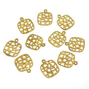 【在庫限り】 メタル合金パーツ 約15x12x1mm (丸カン内径1mm） ゴールドカラー 《10個》 金具