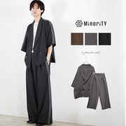 【2025年夏の新作】ジャージデザイン ダブルテーラードジャケット+スラックス 2点セットアップ／MinoriTY