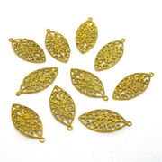 【在庫限り】 メタル合金パーツ 約26x12x2.5mm （丸カン内径0.7mm） ゴールドカラー 《10個》 金具