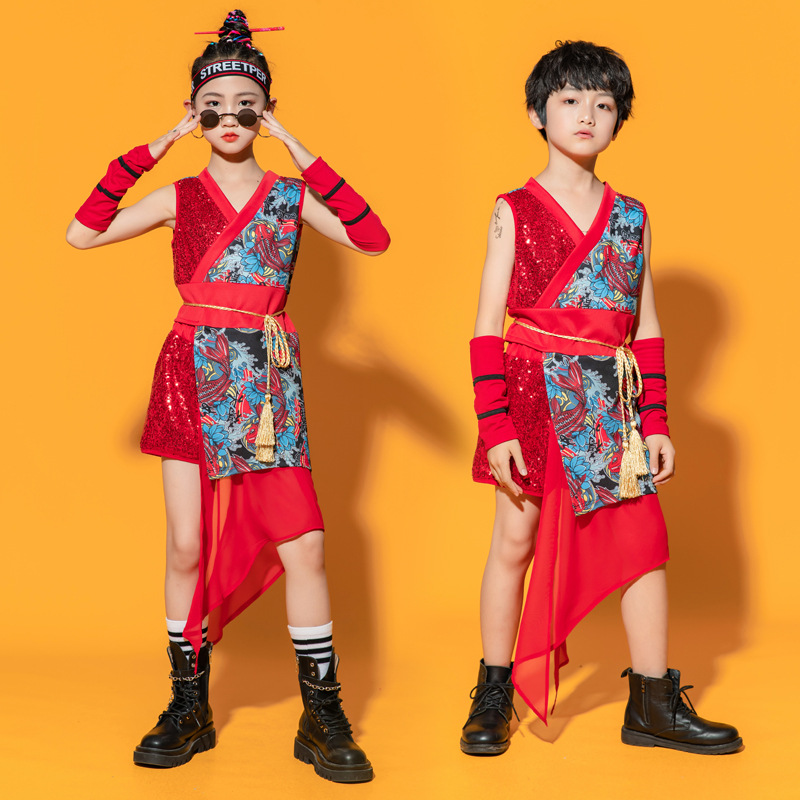 子供ダンス衣装 女の子 かわいい キッズダンス衣装 和風 目立つ ヒップホップ ジャズダンス
