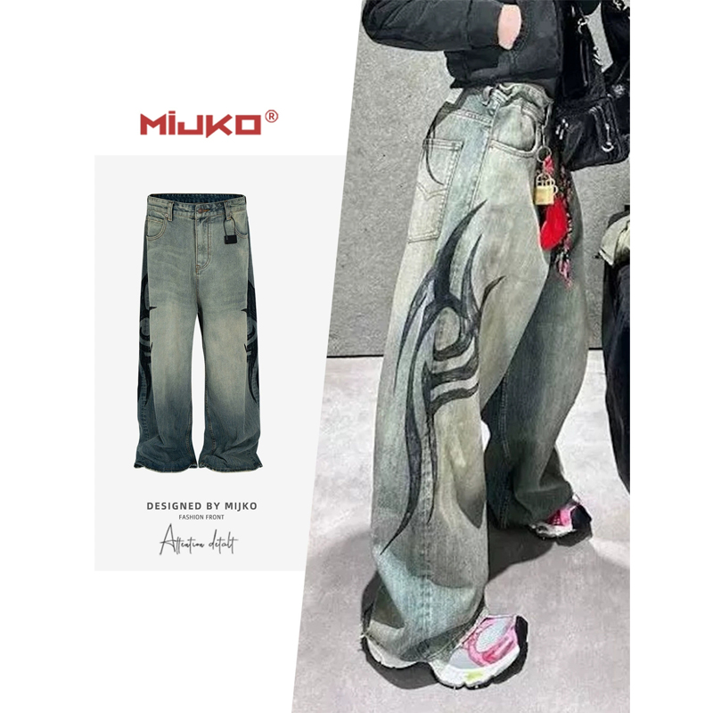 メンズファッション デニム パンツ 男女兼用 ストリート系 ボトムス 春秋 2025新作★