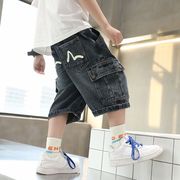 AJ☆子供デニムショートパンツ2025夏男児ワークスタイル中大児5分丈パンツ