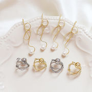 ひねりワイヤーパール ゴールド シルバー アクセサリーパーツ デコレーション ビーズ ピアス 部品 パール