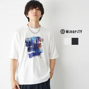 【2025年夏の新作】ドルマンスリーブ 油彩 プリント 半袖 クルーネックTシャツ／MinoriTY