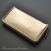 シープスキンラウンドファスナー長財布■E-031GD■ゴールドカラーレディース羊革婦人財布