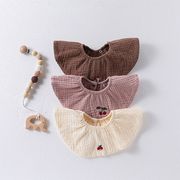 LYU☆ベビーコットンスタイ 新生児用よだれかけ 男女兼用 刺繍入りガーゼスタイ
